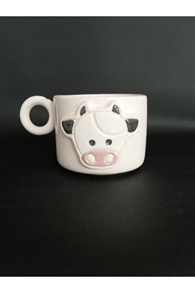 Zümrüdüanka Seramik Cow Embossed Handmade Ceramic Mug