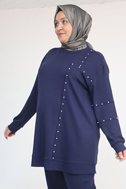 Eslina 57052 Plus Size Double Modal Suit with Elasticated Trouser Legs - Indigo