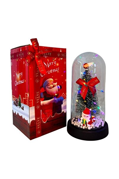 velve Cupola decorativă de Crăciun cu lumini led, brăduț, zăpadă și decorațiu...