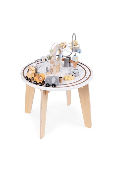 Ecotoys Masă de activități Ecotoys, lemn, 5 în 1, labirint, bile, trenuleț, multicolor KID007561
