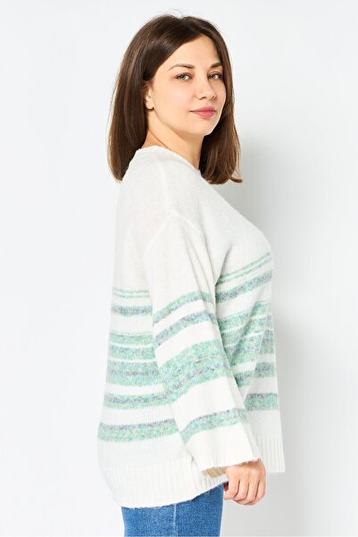 DOROTHY PERKINS Women Crew Neck Striped Sweater, Off White