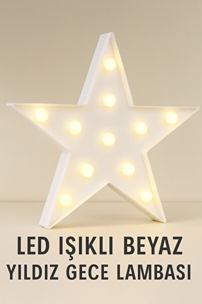 Yenilig 28x28 cm Yıldız Gece Lambası - Gün Işığı, Pilli, Kablosuz Duvar & Mas...