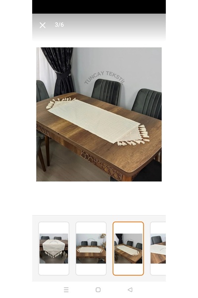 DENBU TEKSTİL El Dantelli Püsküllü Runner Örtü Buldan İşi Monika Keten