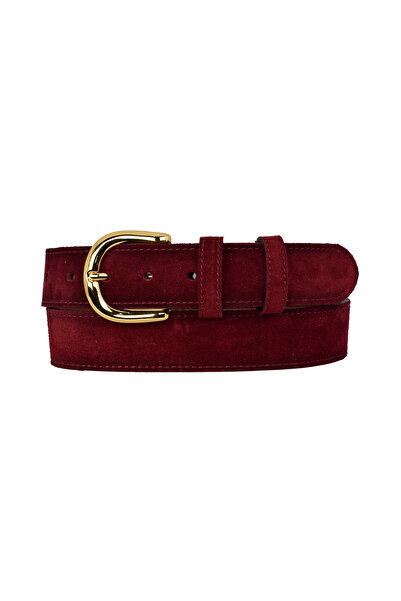GoDeri 100% Genuine Leather, Gold Buckle 4 cm Burgundy Suede Women's Belt; Jeans, Sports Belt=Suede.26.Burgundy