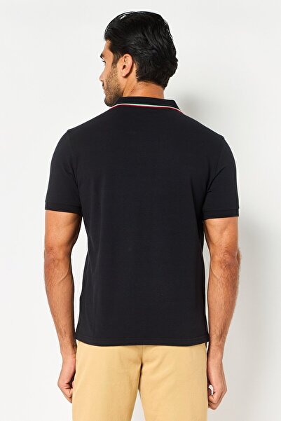 Scuderia Ferrari Men Regular Fit Brand Logo Short Sleeve Polo Shirt, Black