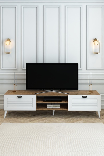 izcodesign Country Model 150 cm TV Ünitesi – MDF Membran Kapak Modern TV Sehp...