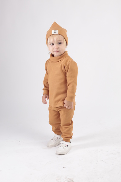 BABYSİ KİDS CLUB Turtleneck Throat Ribbed Cotton Beret 3-Piece Set Baby and Children's Clothing