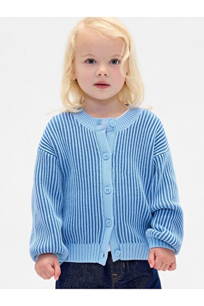 GAP Kız Bebek Açık Mavi Bisiklet Yaka Hırka Kazak