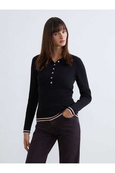 LC Waikiki Rmz Gi̇yi̇m Farkiyla Devrik Roba Collar Women's Knitwear Sweater