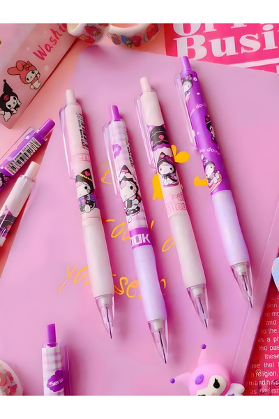 ÖZ OFİS Kuromi Temalı 0.7 Uçlu Kalem 4'lü Set