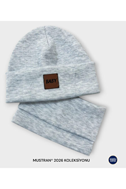 Mustran 3-18 Months Baby 2-Piece Beanie Neck Collar Set 95% Cotton Handmade |   Soft Winter Gift