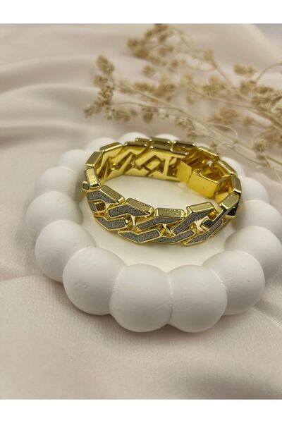 Lunarie Gold Silver Mix Thick Chain Women's Bracelet – Stylish Modern Metal B...