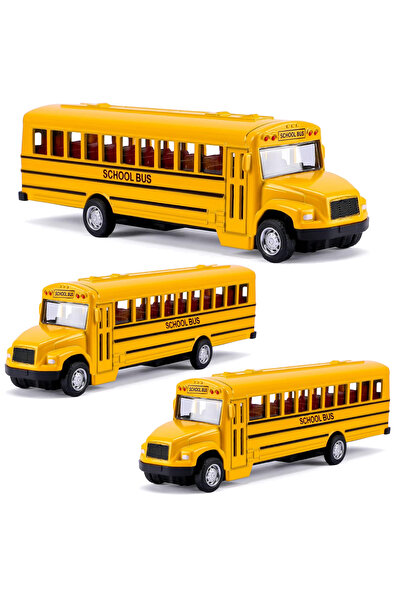 REZZOSS 3 Pack Pull Back School Bus Playset - Die-cast Toy Vehicles School Bus for Boys Girls Kids Toddlers