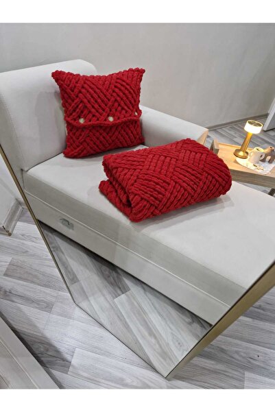 ALPJOY Pufyy Red Küpşeker Model 100X150Cm Padded Tv Blanket Set