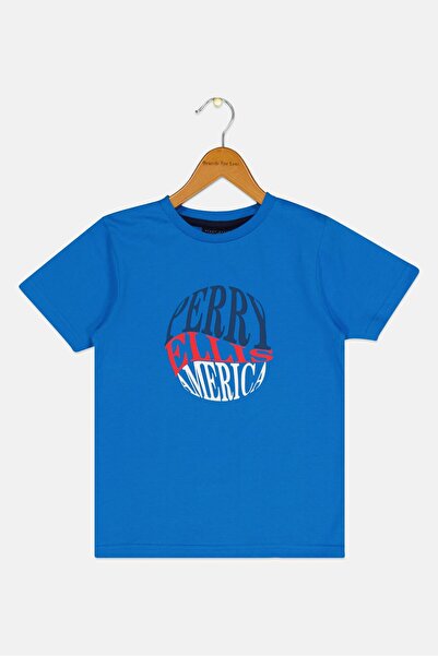 Perry Ellis Kids Boy Short Sleeve Graphic Print T-Shirt, Blue