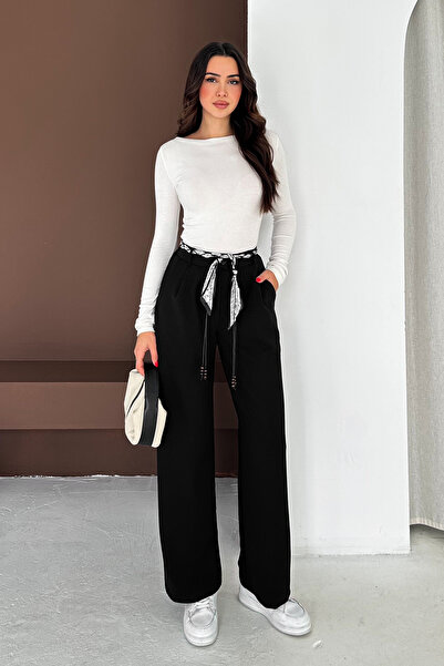 Noa Noa Women's Scarf Belted Wide Leg Trousers – Statement Flow