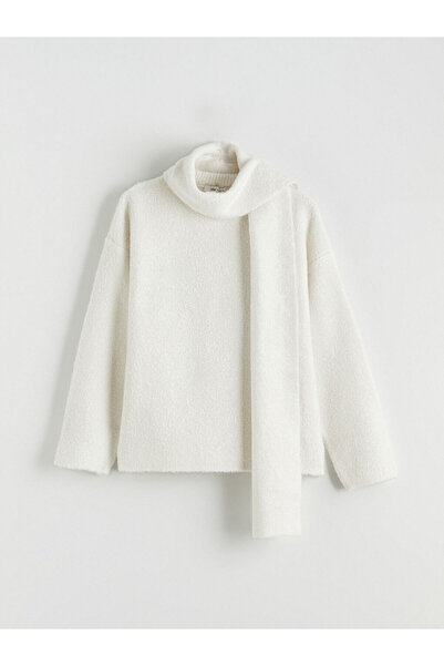 LC Waikiki Ecru Shawl Collar Women's Knitwear Sweater