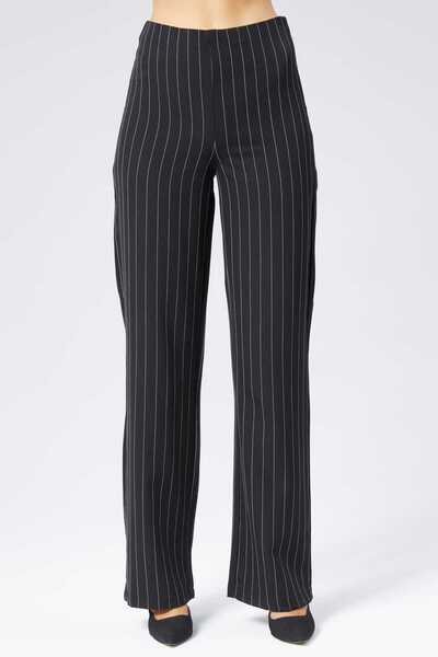 Milamia Kadın Çizgili Bol Paça Kumaş Pantolon