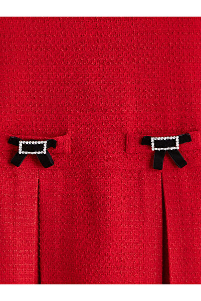 LC Waikiki Φόρεμα τουίντ για κορίτσια με τετράγωνο λαιμόκοψη