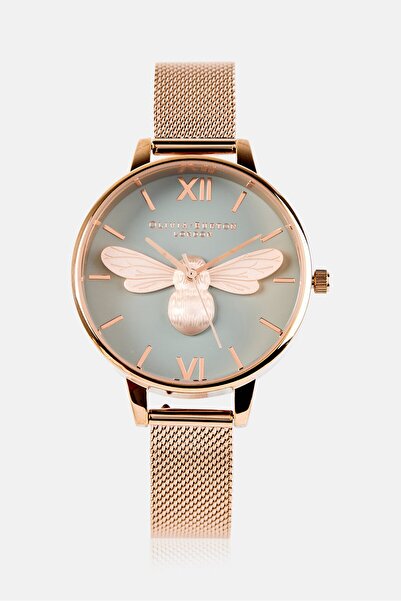 Olivia Burton ساعة لاكي بي التناظرية للنساء OB16FB10، 34 مم، ذهبية