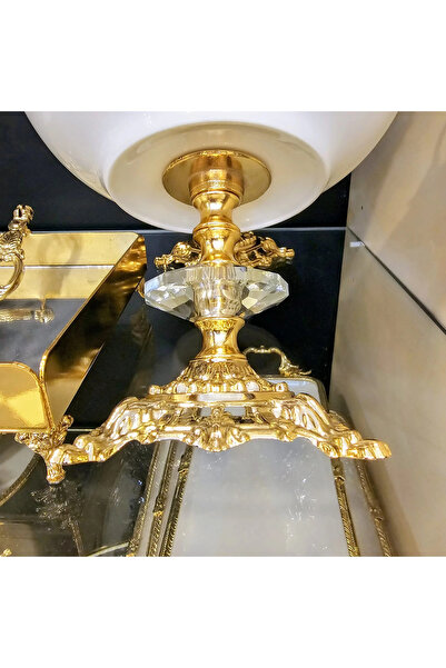 MaviDamla 26 cm Cast Metal Frame Footed Porcelain Bowl Gold