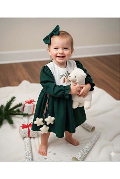 Butik KIZ ÇOCUK ÖZEL TASARIM NAKIŞ İŞLEME YAKA DETAYLI ELBİSE