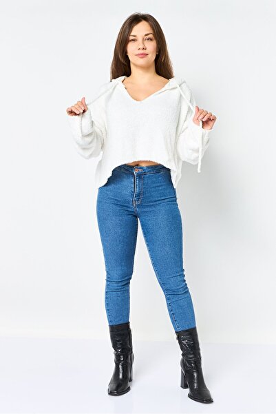 NIA Women Hooded Solid Sweater, White