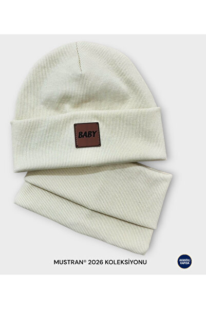 Mustran 3-18 Months Baby 2-Piece Beanie Neck Collar Set 95% Cotton Handmade |   Soft Winter Gift