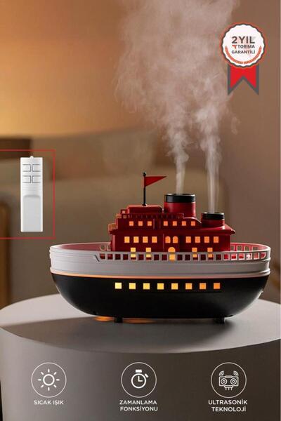 Torima Hava Nemlendiricisi Led Işıklı Aroma Difüzör Boat Tasarım Ultrasonik 300 ML H18 Kırmızı