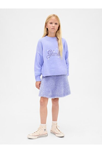 GAP Kız Çocuk Açık Mavi Wicked Simli Yünlü Etek