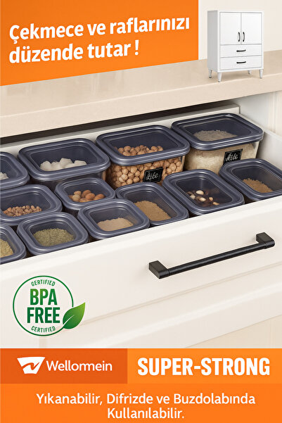 Teknoşık 24-Piece Leakproof Square Food Storage Container Set – 550/1200/1750 ml Bpa-Free Kitchen Organizer