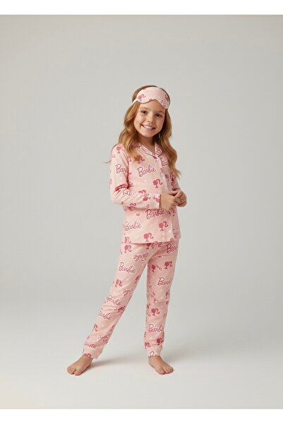Beka Kids Patterned Long Sleeve Buttoned Front Shirt Collar Girls' Pajama Set 100% Cotton and Glasses