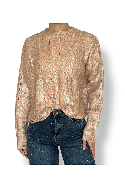 DENRA Metallic pink knitted blouse – Comfort and feminine style