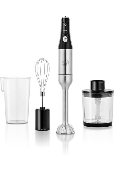 ALSAIF 5-in-1 Hand Blender 1200W Stainless Steel Stick with Food Processor, Cups & Whisk - Silver/Black E02