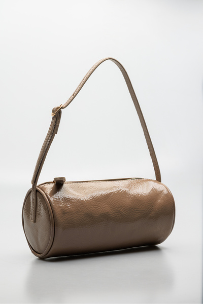 Shkup Mink Cylinder Model Zipper Closure Women's Hand and Shoulder Bag