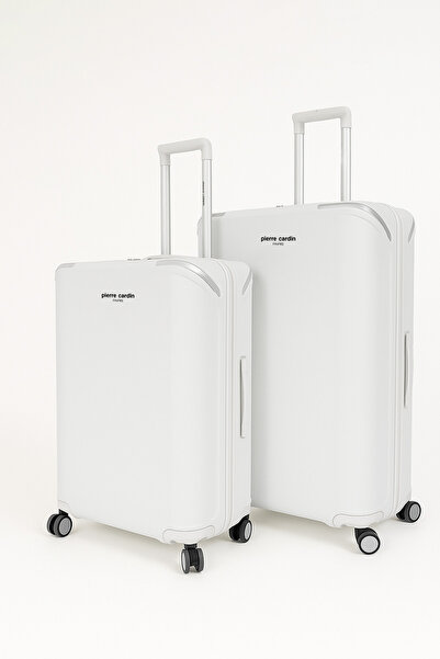 Pierre Cardin Büyük Ve Orta Boy 2'li Set %100 Polipropilen Valiz Beyaz 04PC7090