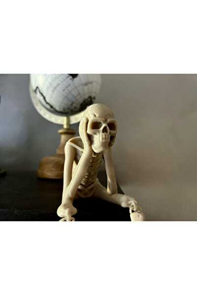 HasFar Tech Skeleton Decorative Figurine Sitting on Table Thinking Skeleton Design