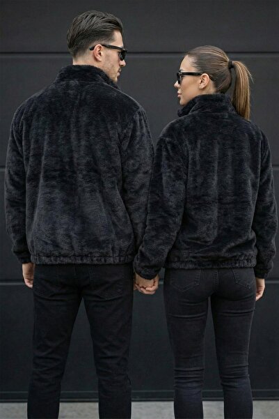 Delpino Unisex Γυναικείο Ανδρικό Μπουφάν Ζευγάρι Πλεστό Μισό oversized Παλτό