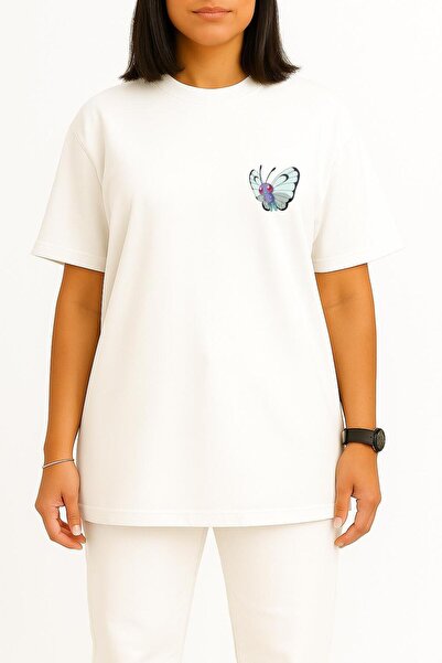 Bahriyeli Collection Oversized Butterfly Cep Printed Unisex T-Shirt