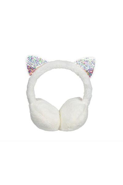 OEM Girls' Winter Ear-Protection Hat with Confetti Ears, 6-8 years, White