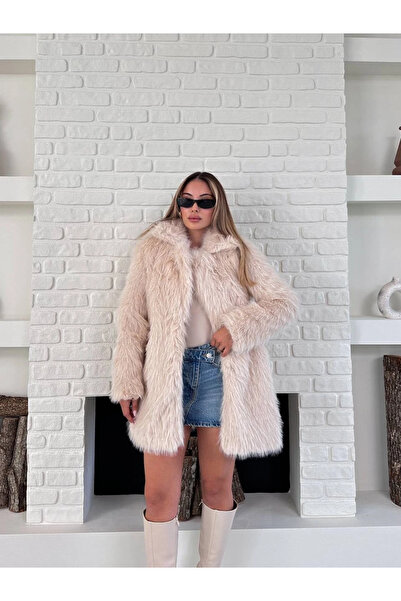 RFK Butik Women's Soft Textured Lolita Fur Coat - Beige