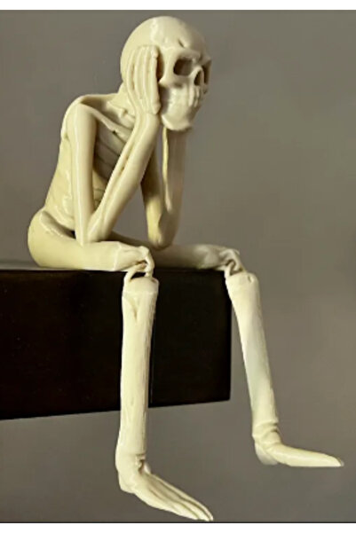 HasFar Tech Skeleton Decorative Figurine Sitting on Table Thinking Skeleton Design