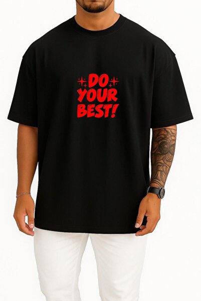 Bahriyeli Collection Tricou unisex cu imprimeu "Do Your Best" - B supradimens...