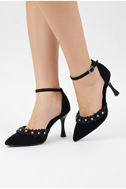 ŞAH Βραδινά παπούτσια με λεπτό τακούνι 7 εκ. και πέτρες μαργαριταριού