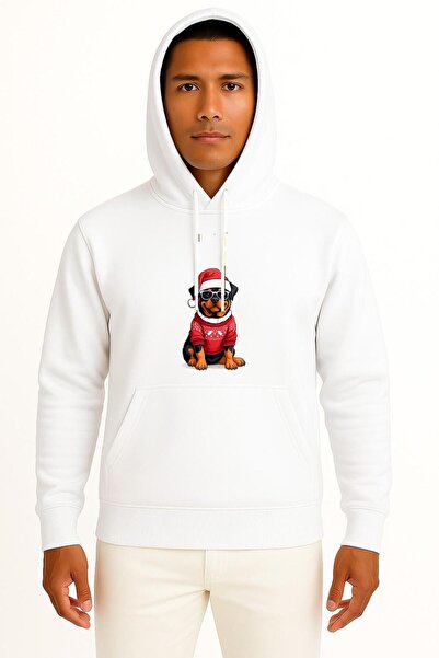 Bahriyeli Collection Hooded New Year's Day Dog Chest Printed Unisex Sweatshirt