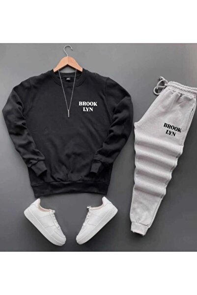 woonkey Unisex Oversized Brooklyn Printed Tracksuit Set 2Pcs Set