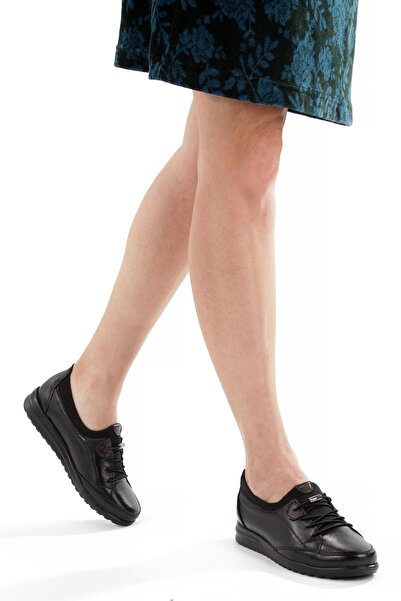 ARTI ARTI AYAKKABI حذاء باليرينا نسائي أسود من الجلد الطبيعي مريح للقدمين طرا...