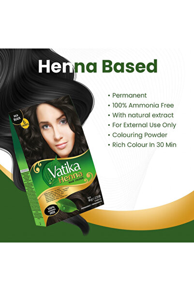 Vatika Vopsea de păr cu henna - negru intens (vopsea de păr cu henna neagră) 60g
