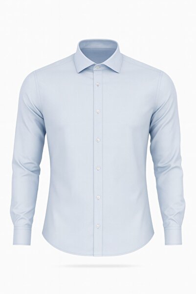 Plus Scorpion Чоловіча біло-синя сорочка Slim Fit – Plus Scorpion, офісний та повсякденний стильний комплект, не потребує прасування