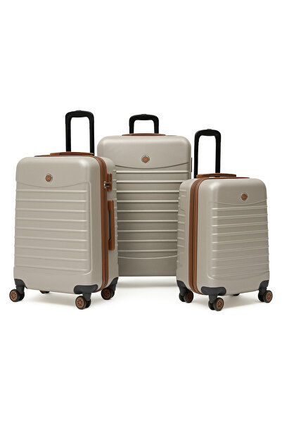 louisiana polo 3'lü Valiz Seti Büyük Boy - Orta Boy - Kabin Boy Vizon-Taba 1168